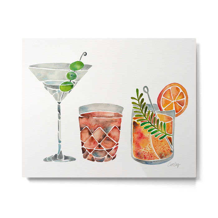 Classic Cocktails  - 1960s Watercolor Lineup Metal Print Gallery Image 1