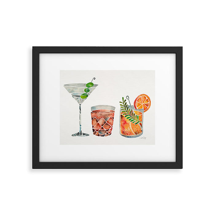 Classic Cocktails  - 1960s Watercolor Lineup Framed Art Print Gallery Image 1