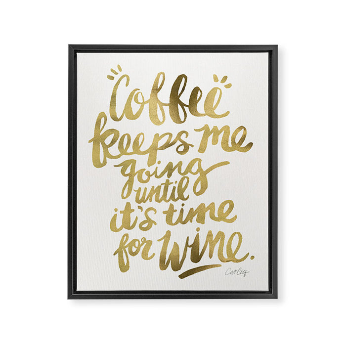 Coffee & Wine - Gold Framed Canvas Print Gallery Image 1
