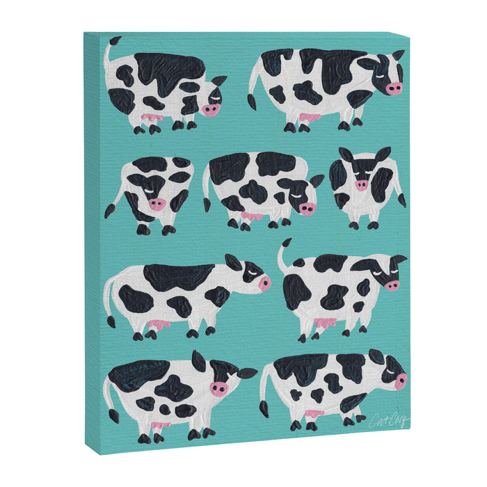Cow Collection - Turquoise Canvas Print Gallery Image 1