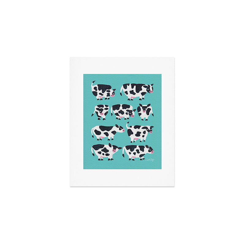 Cow Collection - Turquoise Art Print Gallery Image 1