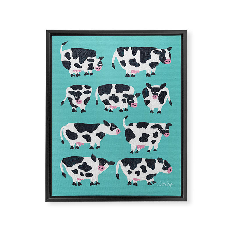 Cow Collection - Turquoise Framed Canvas Print Gallery Image 8