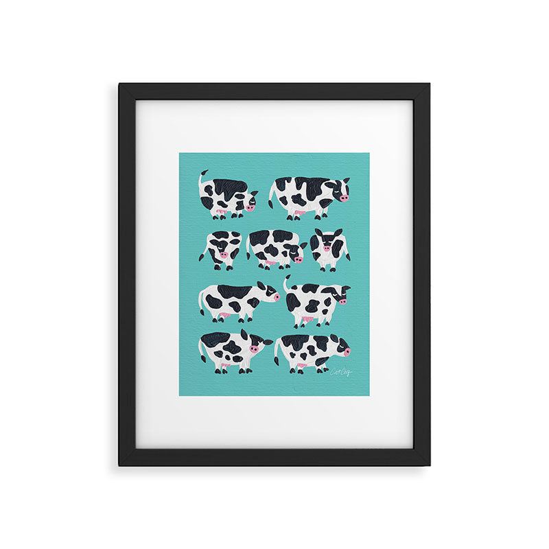 Cow Collection - Turquoise Framed Art Print Gallery Image 6