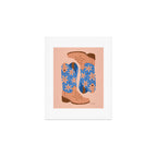 Cowgirl Boots â Blue & Peach Art Print Gallery Image 1