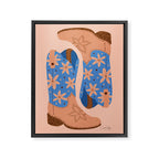 Cowgirl Boots â Blue & Peach Framed Canvas Print Gallery Image 8