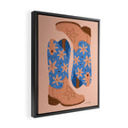 Cowgirl Boots â Blue & Peach Framed Canvas Print Gallery Image 2