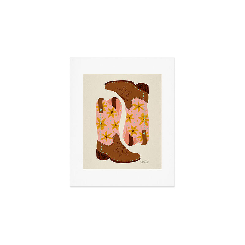 Cowgirl Boots â Blush & Mint Art Print Gallery Image 1