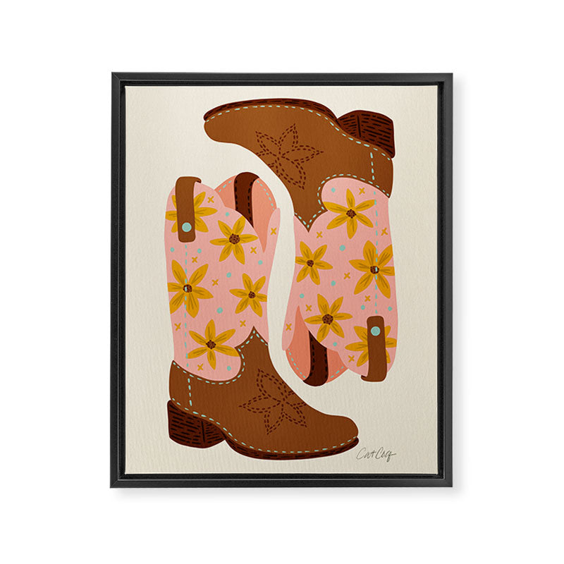 Cowgirl Boots â Blush & Mint Framed Canvas Print Gallery Image 8