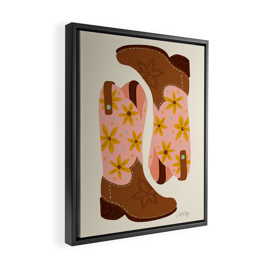 Cowgirl Boots â Blush & Mint Framed Canvas Print Gallery Image 2