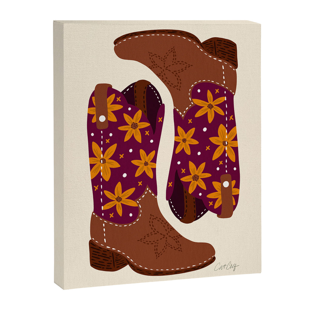 Cowgirl Boots - Fuchsia & Orange Canvas Print Gallery Image 8