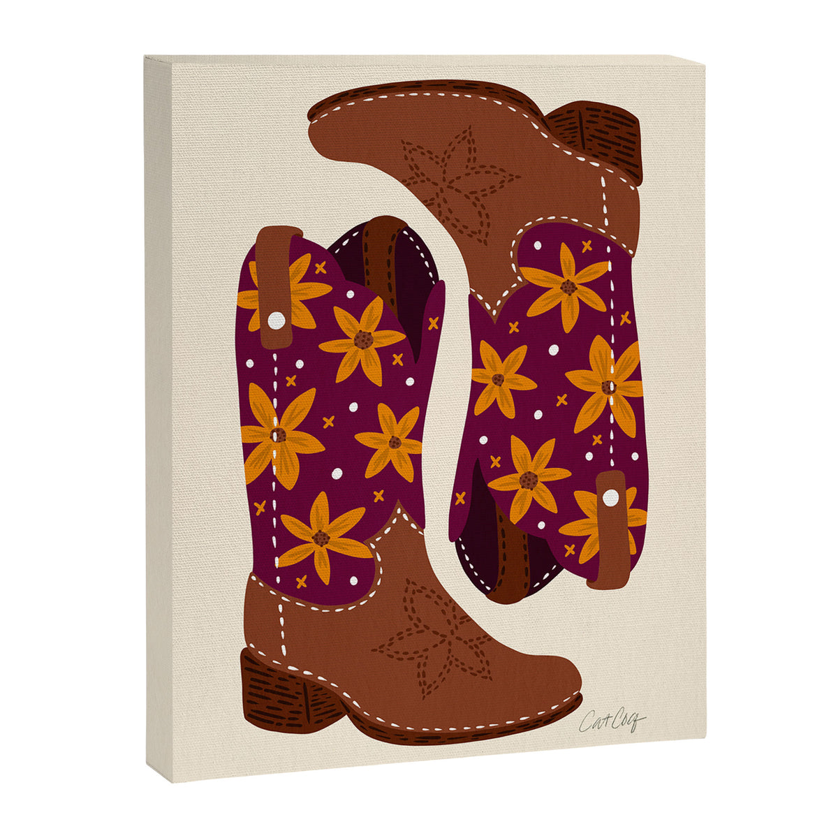 Cowgirl Boots - Fuchsia & Orange Canvas Print Gallery Image 8