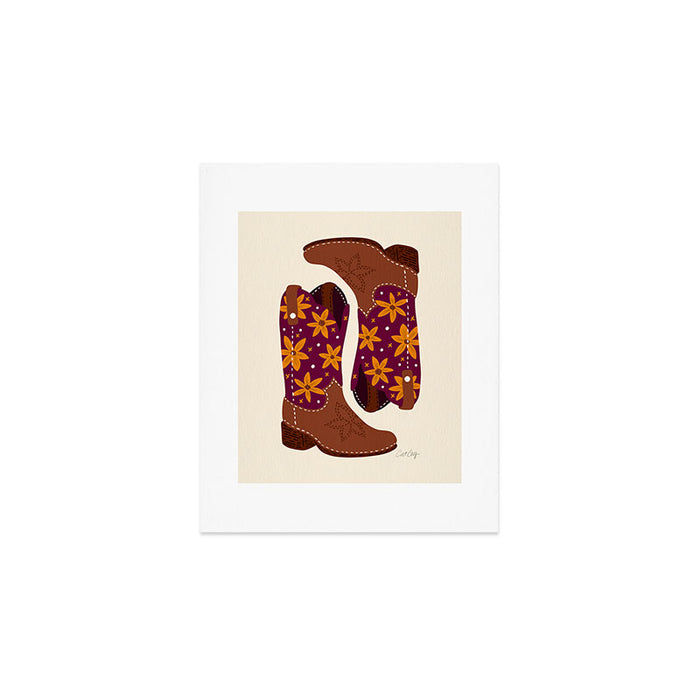 Cowgirl Boots - Fuchsia & Orange Art Print Gallery Image 1