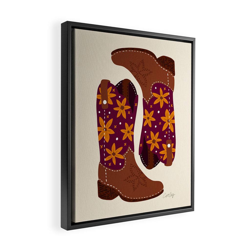 Cowgirl Boots - Fuchsia & Orange Framed Canvas Print Gallery Image 2