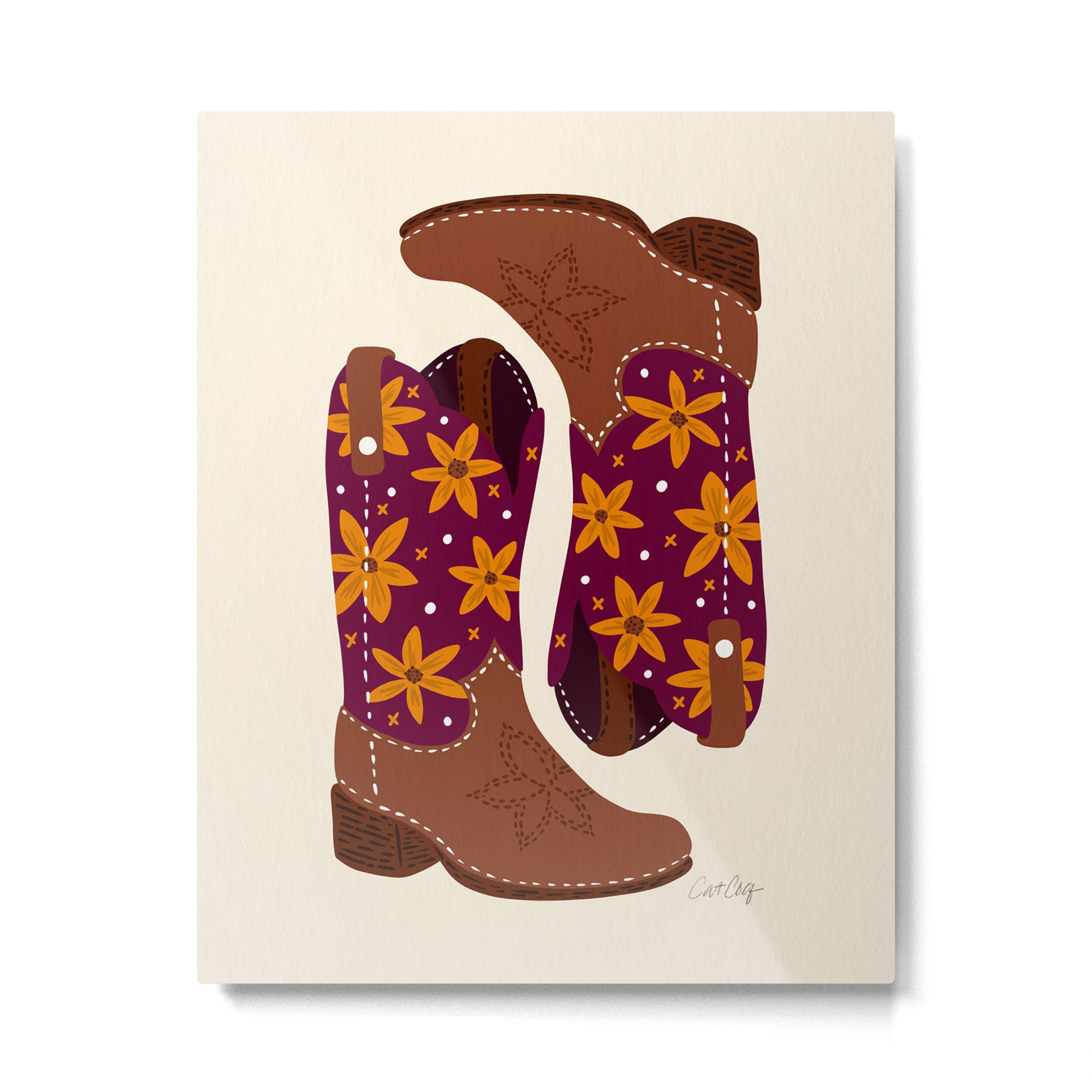 Cowgirl Boots - Fuchsia & Orange Metal Print Gallery Image 6