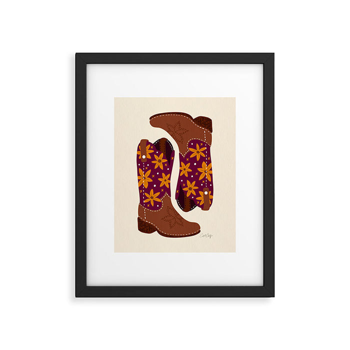 Cowgirl Boots - Fuchsia & Orange Framed Art Print Gallery Image 1