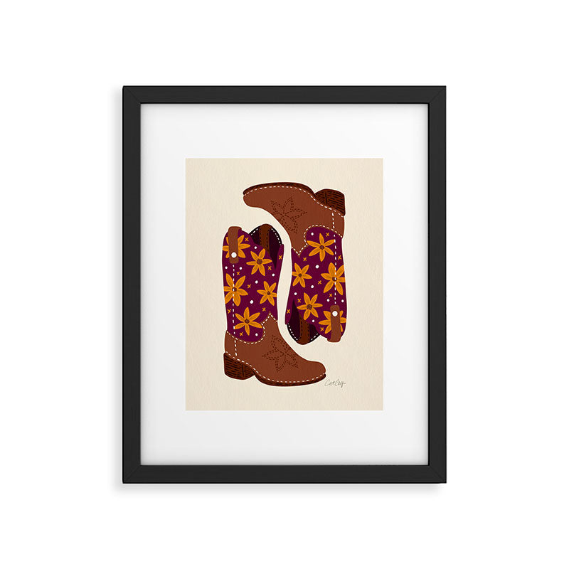 Cowgirl Boots - Fuchsia & Orange Framed Art Print Gallery Image 4