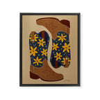 Cowgirl Boots â Teal & Yellow Framed Canvas Print Gallery Image 6