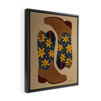 Cowgirl Boots â Teal & Yellow Framed Canvas Print Gallery Image 2