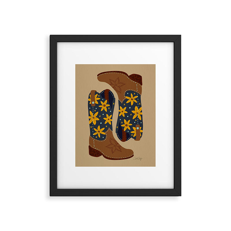 Cowgirl Boots â Teal & Yellow Framed Art Print Gallery Image 5