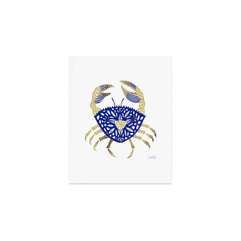 Crab - Navy & Gold Art Print Gallery Image 1