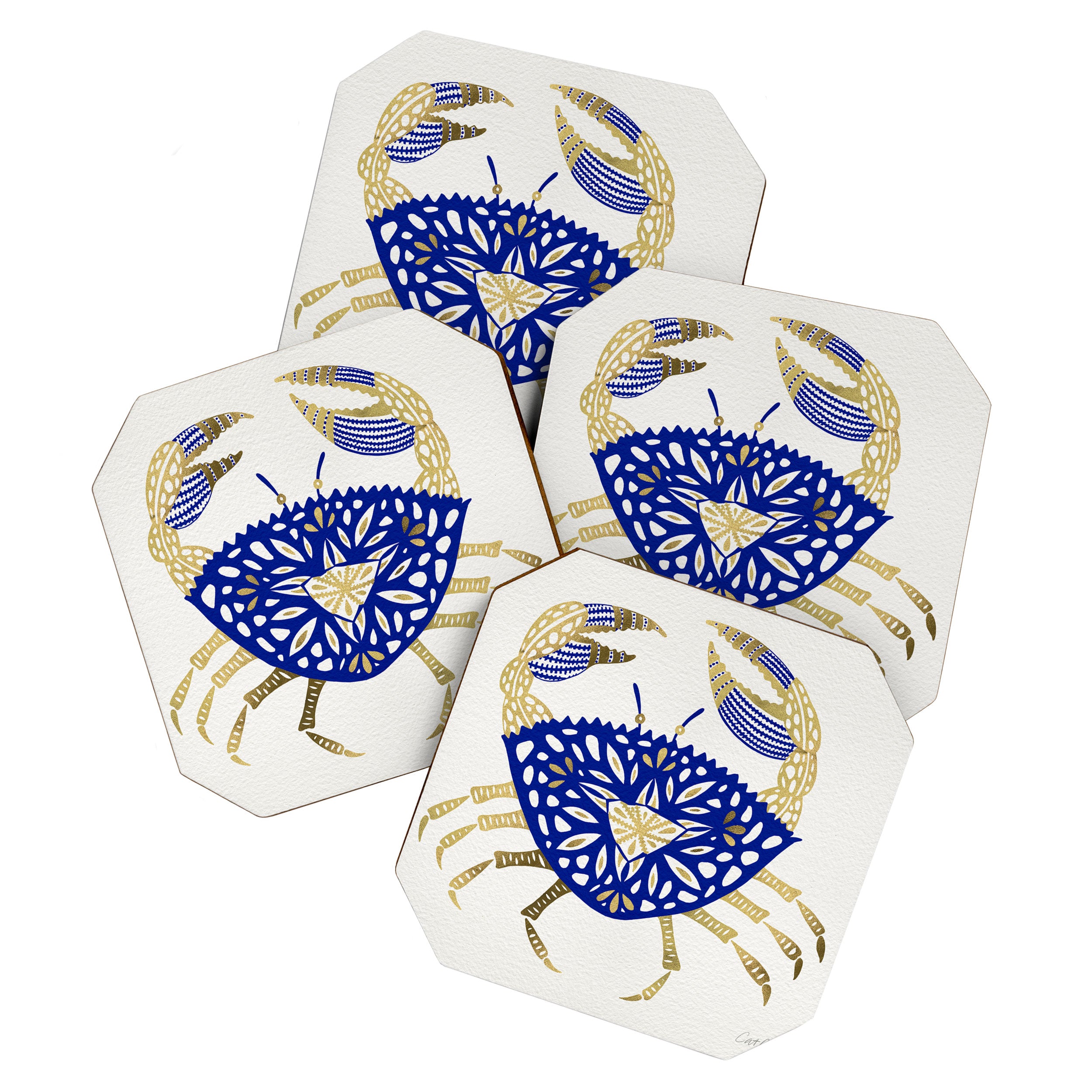 Crab - Navy & Gold Coaster Gallery Image 1