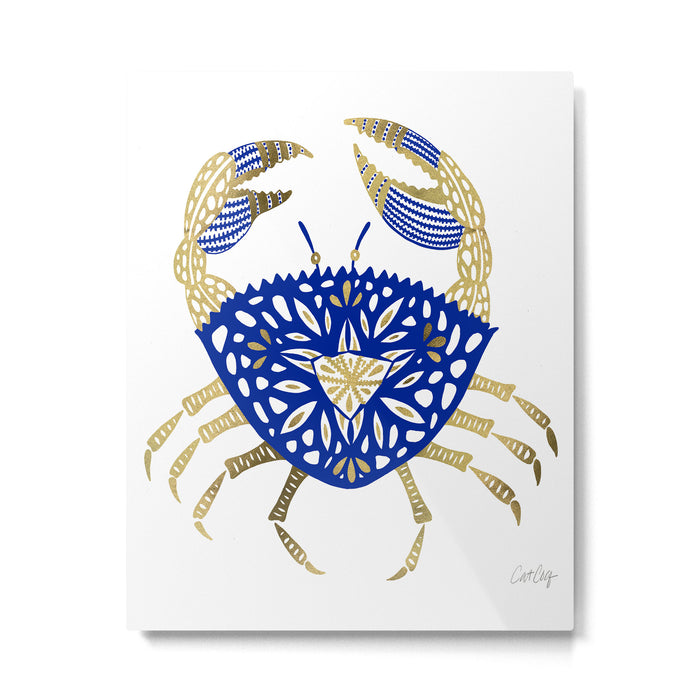 Crab - Navy & Gold Metal Print Gallery Image 1