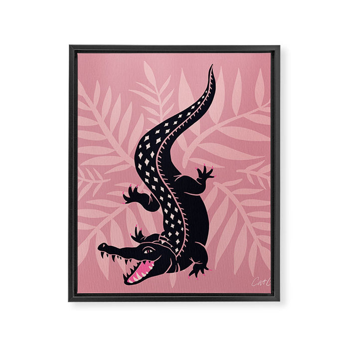 Crocodile - Dusty Rose Palette Framed Canvas Print Gallery Image 1