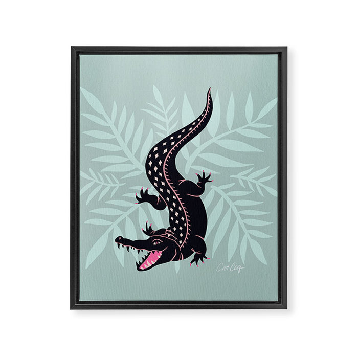 Crocodile - Mint Framed Canvas Print Gallery Image 1