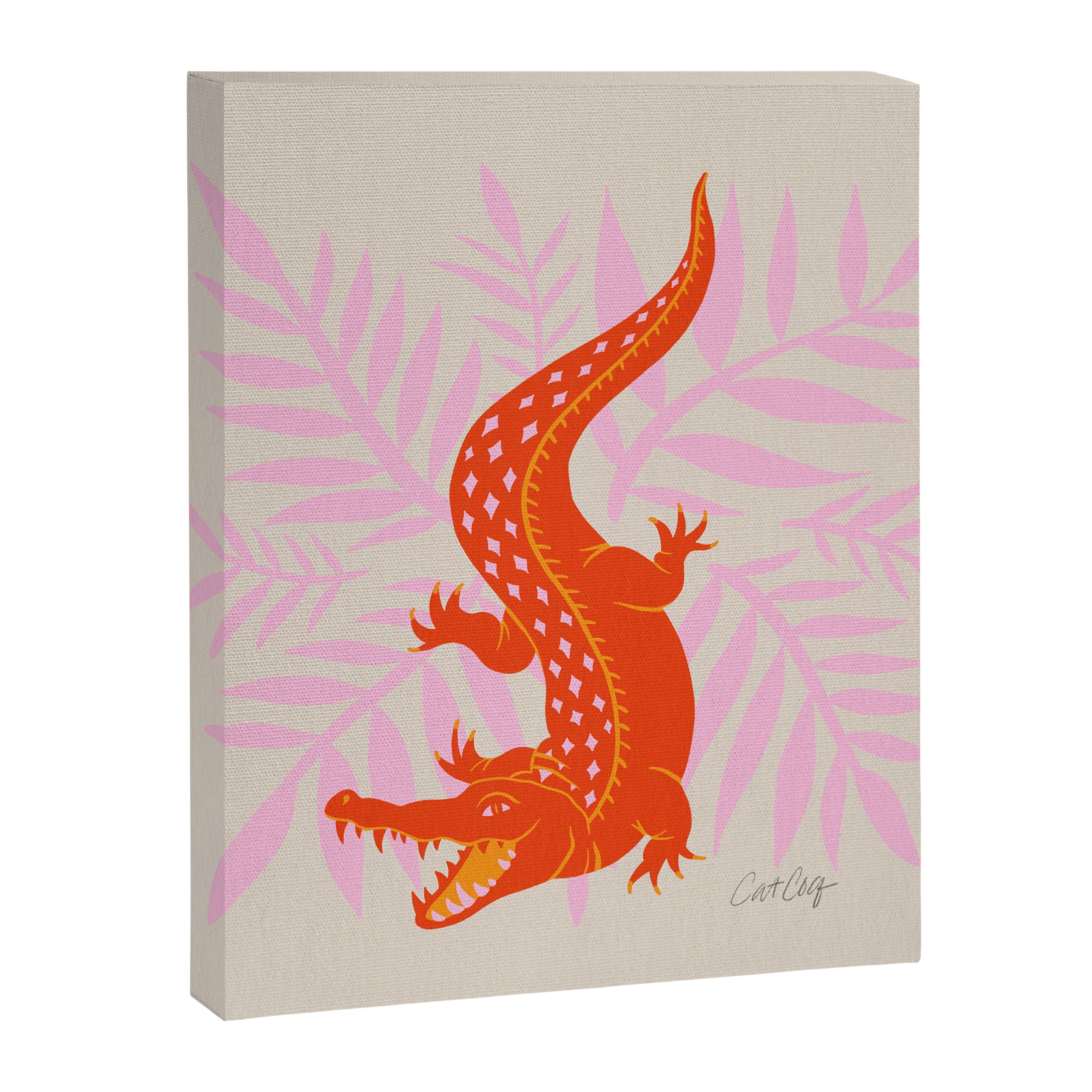 Crocodile - Orange & Pink Canvas Print Gallery Image 8