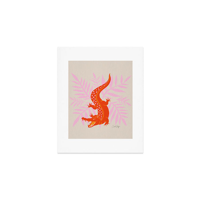 Crocodile - Orange & Pink Art Print Gallery Image 1