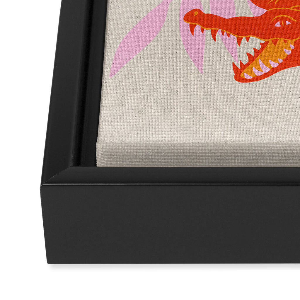Crocodile - Orange & Pink Framed Canvas Print Gallery Image 3