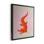 Crocodile - Orange & Pink Framed Canvas Print Gallery Image 2