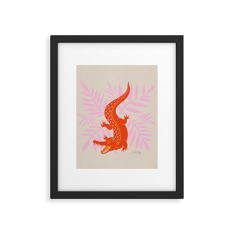 Crocodile - Orange & Pink Framed Art Print Gallery Image 6