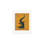 Crocodile - Teal & Ochre Art Print Gallery Image 1