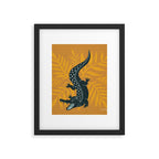 Crocodile - Teal & Ochre Framed Art Print Gallery Image 6