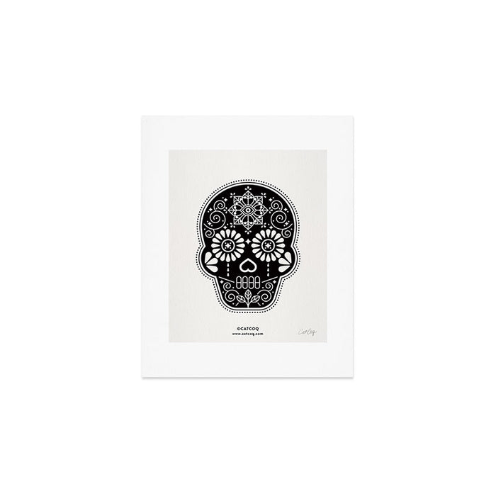 DÃ­a de Muertos Calavera â¢ Mexican Sugar Skull - Black Palette Art Print Gallery Image 1