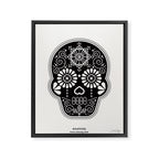DÃ­a de Muertos Calavera â¢ Mexican Sugar Skull - Black Palette Framed Canvas Print Gallery Image 6