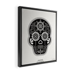 DÃ­a de Muertos Calavera â¢ Mexican Sugar Skull - Black Palette Framed Canvas Print Gallery Image 2