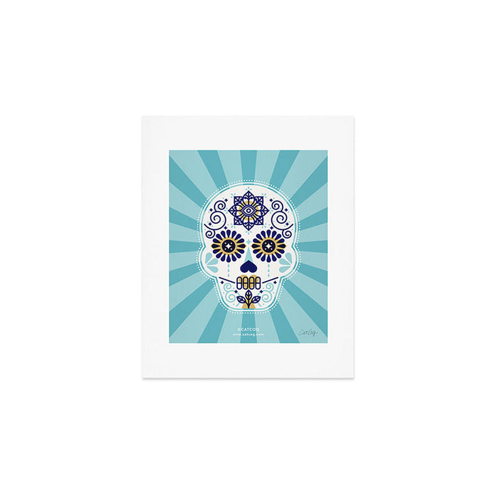 DÃ­a de Muertos â¢ Mexican Sugar Skull - Baby Blue Palette Art Print Gallery Image 1