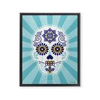 DÃ­a de Muertos â¢ Mexican Sugar Skull - Baby Blue Palette Framed Canvas Print Gallery Image 6
