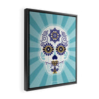 DÃ­a de Muertos â¢ Mexican Sugar Skull - Baby Blue Palette Framed Canvas Print Gallery Image 2