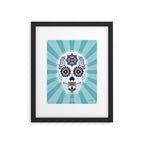 DÃ­a de Muertos â¢ Mexican Sugar Skull - Baby Blue Palette Framed Art Print Gallery Image 5