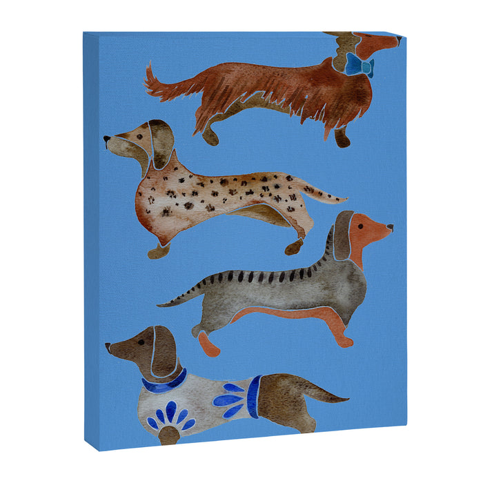 Dachshunds - Cornflower Blue Palette Canvas Print Gallery Image 1