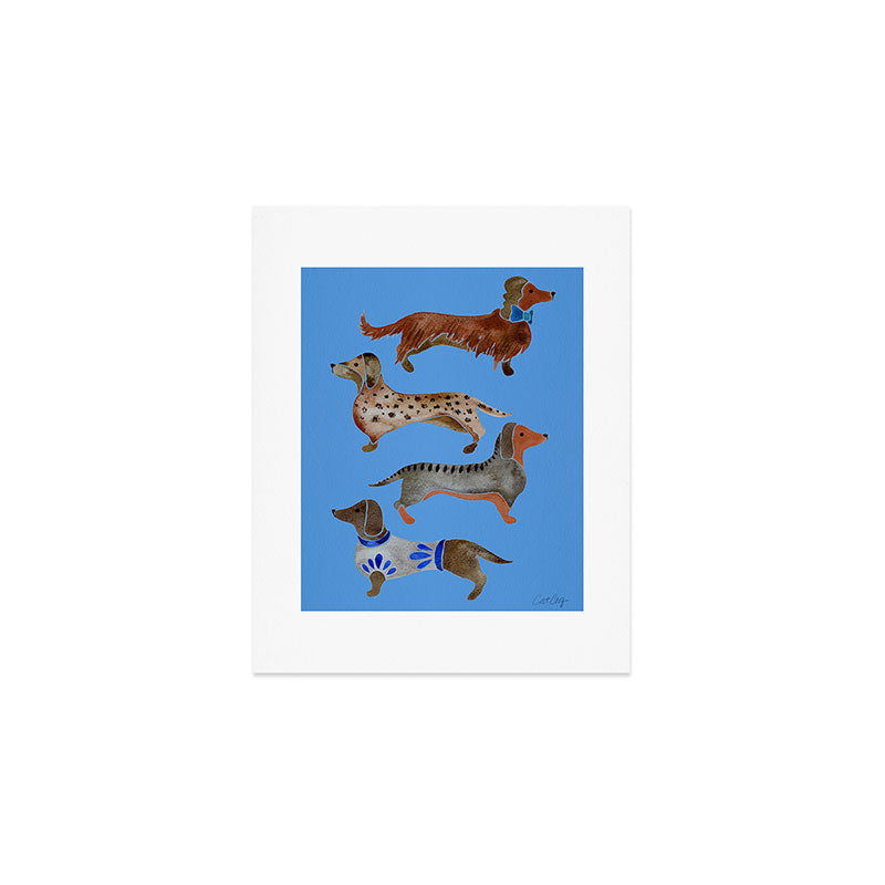 Dachshunds - Cornflower Blue Palette Art Print Gallery Image 1