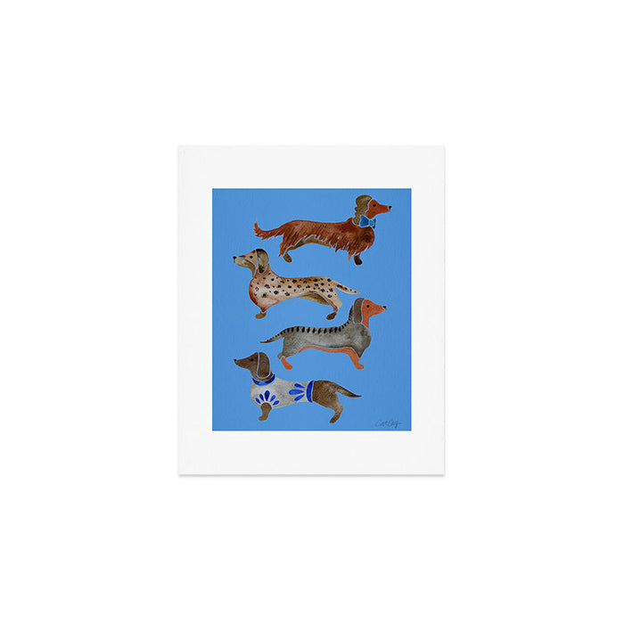 Dachshunds - Cornflower Blue Palette Art Print Gallery Image 1