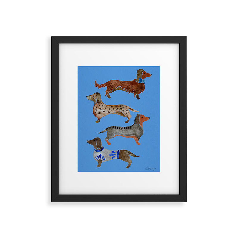 Dachshunds - Cornflower Blue Palette Framed Art Print Gallery Image 4