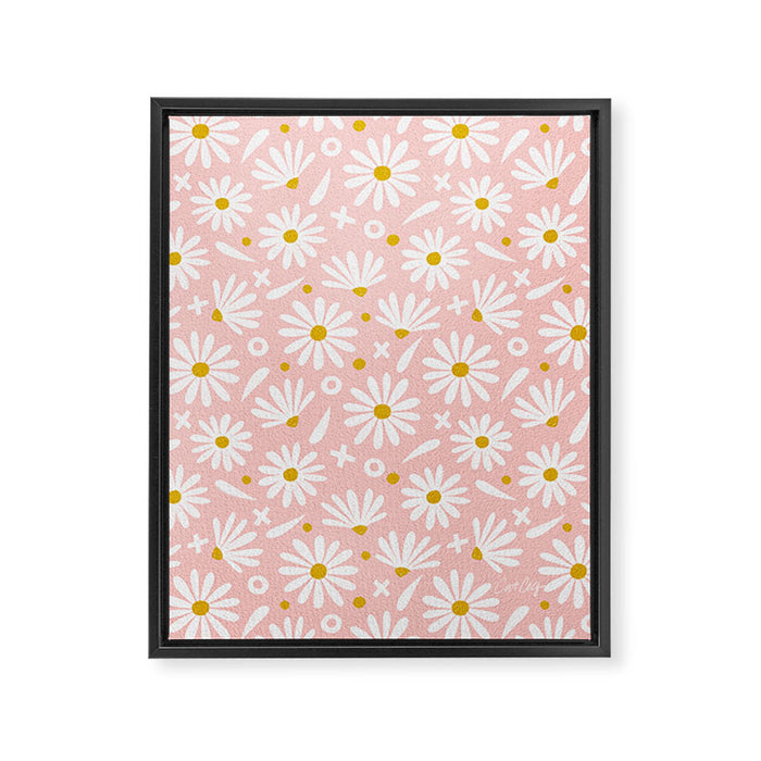 Daisies - Pink Framed Canvas Print Gallery Image 1