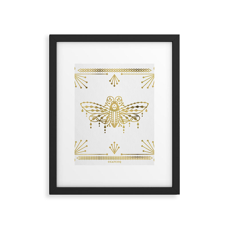 Death's Head Hawkmoth - Gold Palette Framed Art Print Gallery Image 6