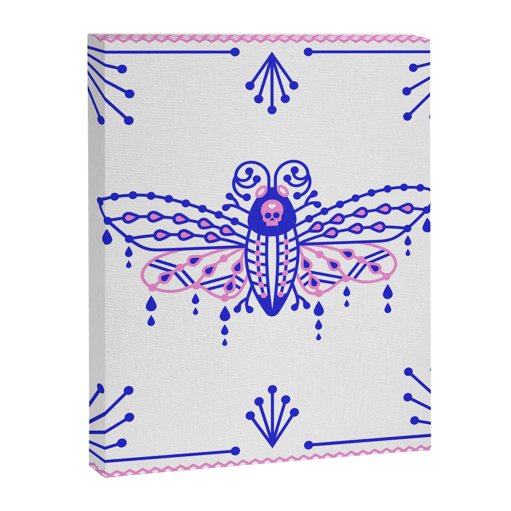 Death's Head Hawkmoth - Indigo & Pink Palette Canvas Print Gallery Image 8
