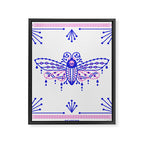 Death's Head Hawkmoth - Indigo & Pink Palette Framed Canvas Print Gallery Image 8